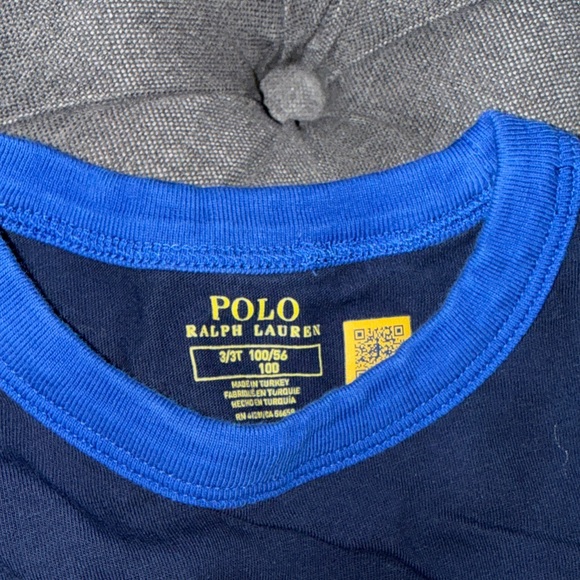 Polo by Ralph Lauren Kids Navy Shirt with Colorful Sleeves - Picture 3 of 3